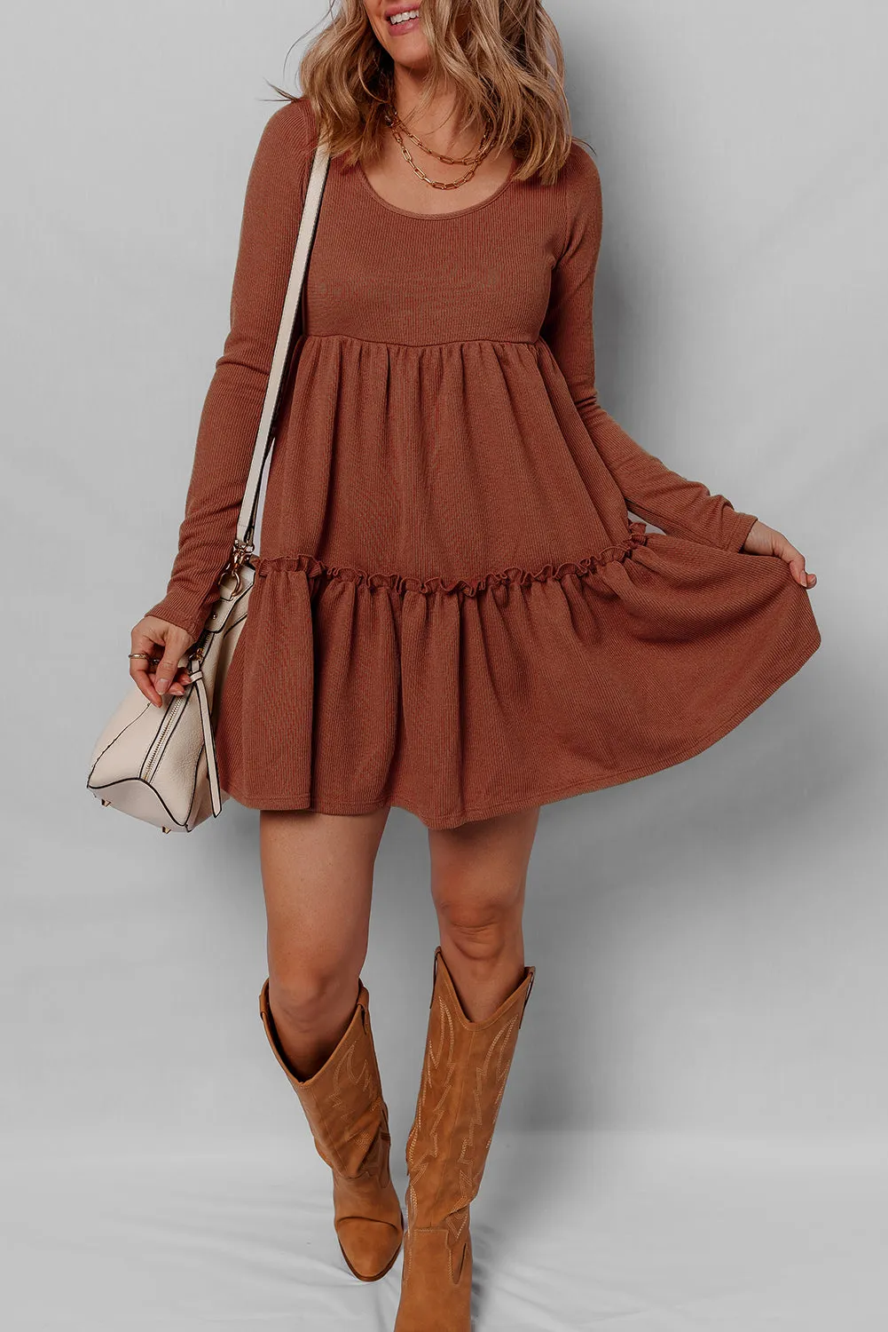 Rib Long Sleeve Mini Dress sold by Beagle Boutique product image thumbnail 5