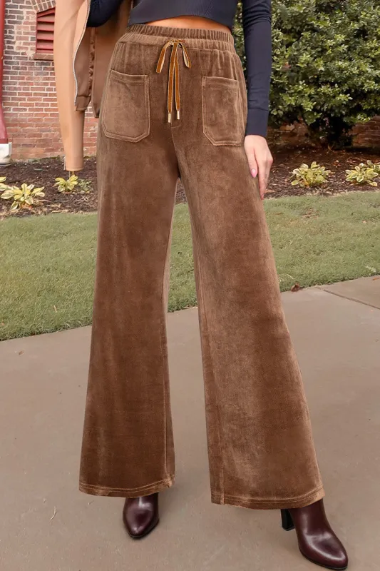 Straight Leg Drawstring Elastic High Waist Trousers sold by Beagle Boutique