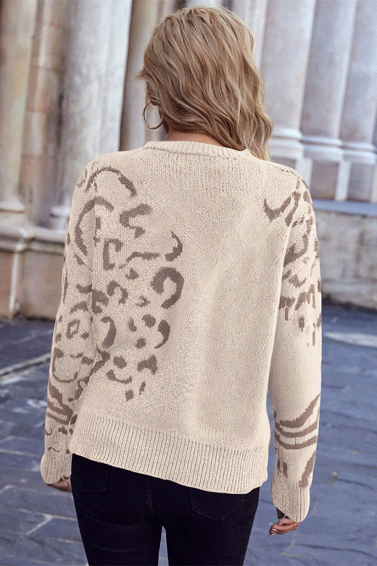 Asymmetric Leopard Print Detail Drop Shoulder Sweater sold by Beagle Boutique product image thumbnail 2