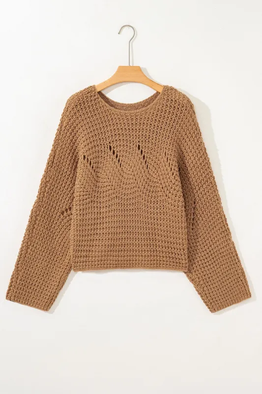 Hollowed Detail Wide Sleeve Baggy Sweater sold by Beagle Boutique