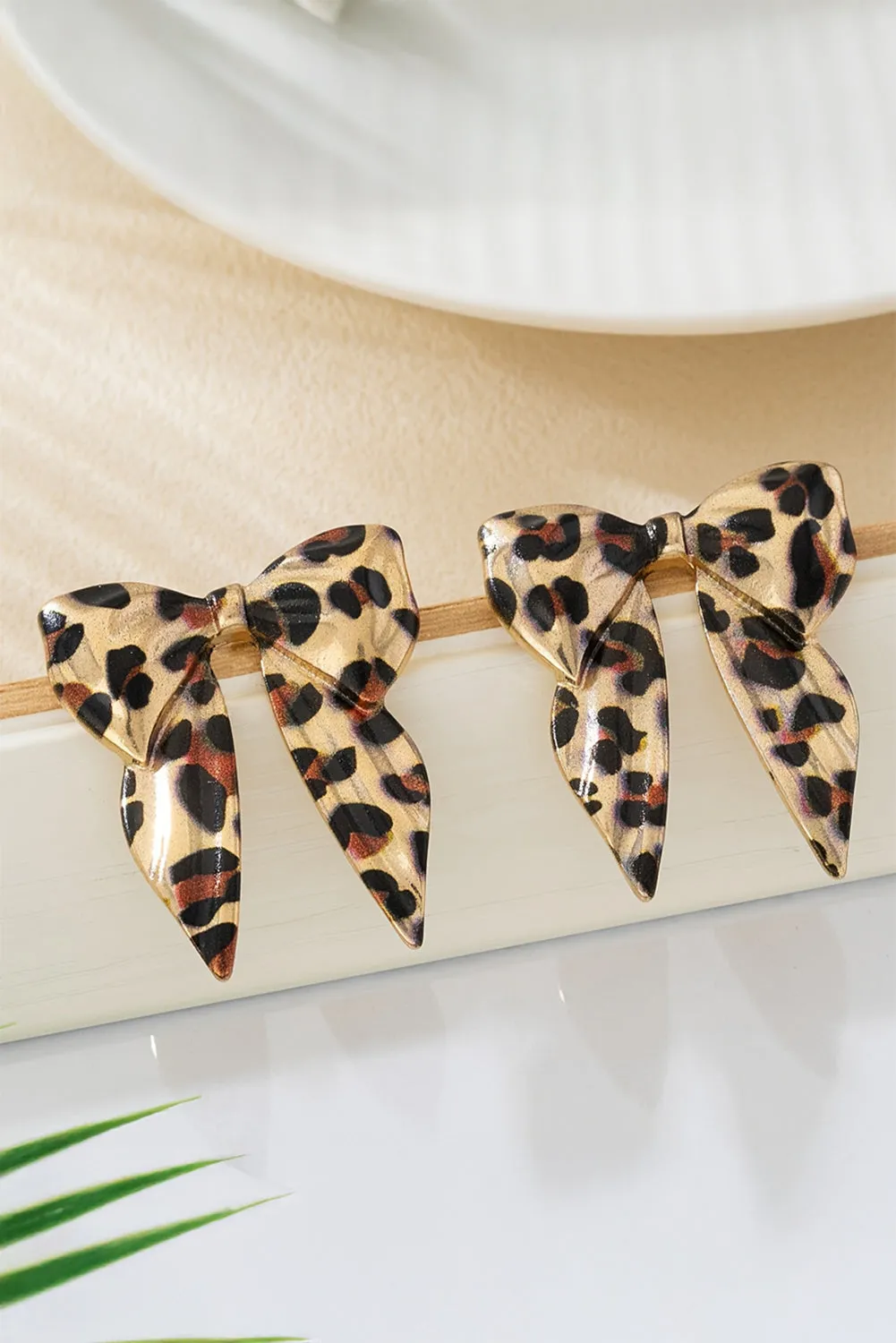 Leopard Print Bowknot Shape Earrings sold by Beagle Boutique product image thumbnail 4
