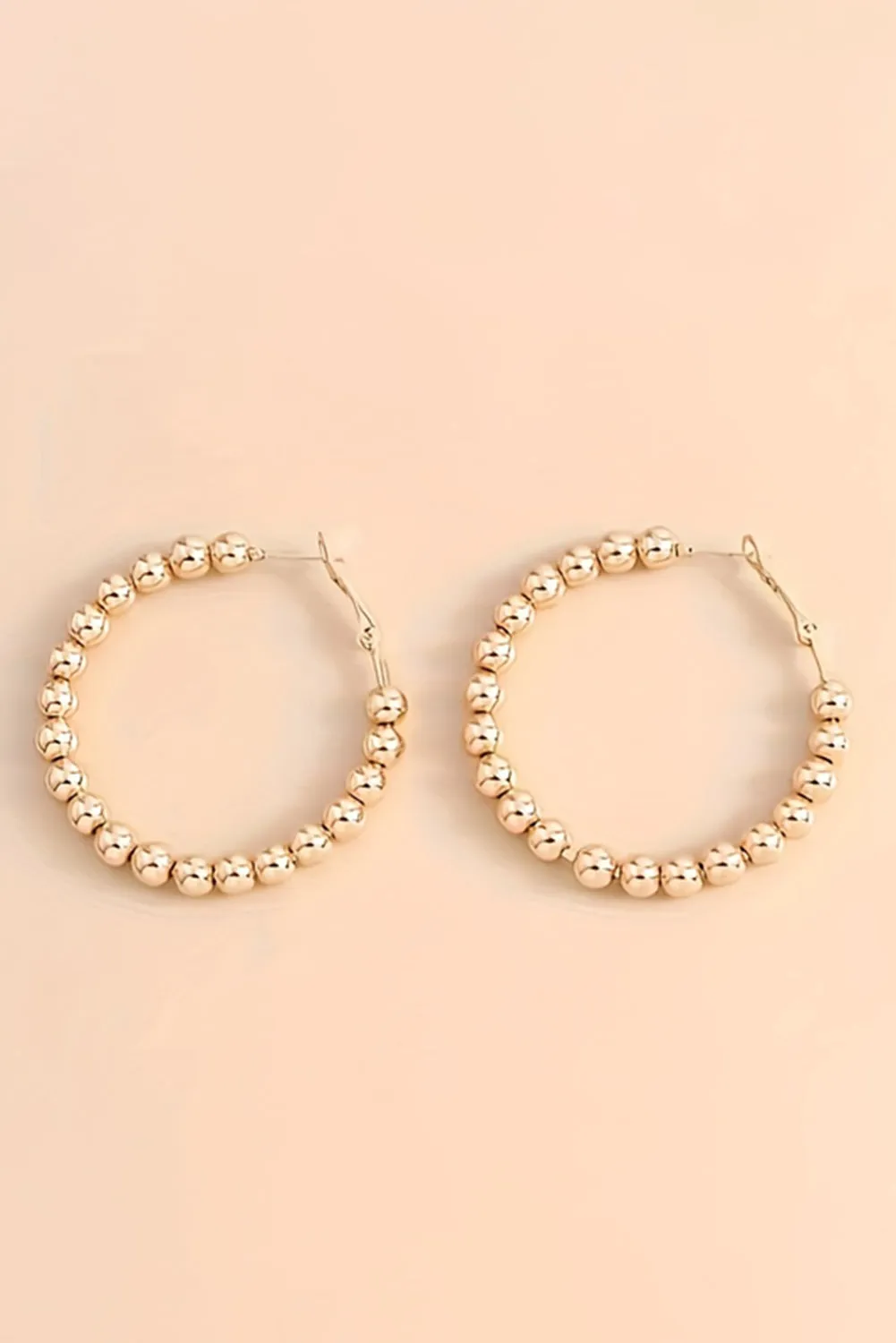Gold Plated Beaded Minimalist Alloy Hoop Earrings sold by Beagle Boutique product image thumbnail 4