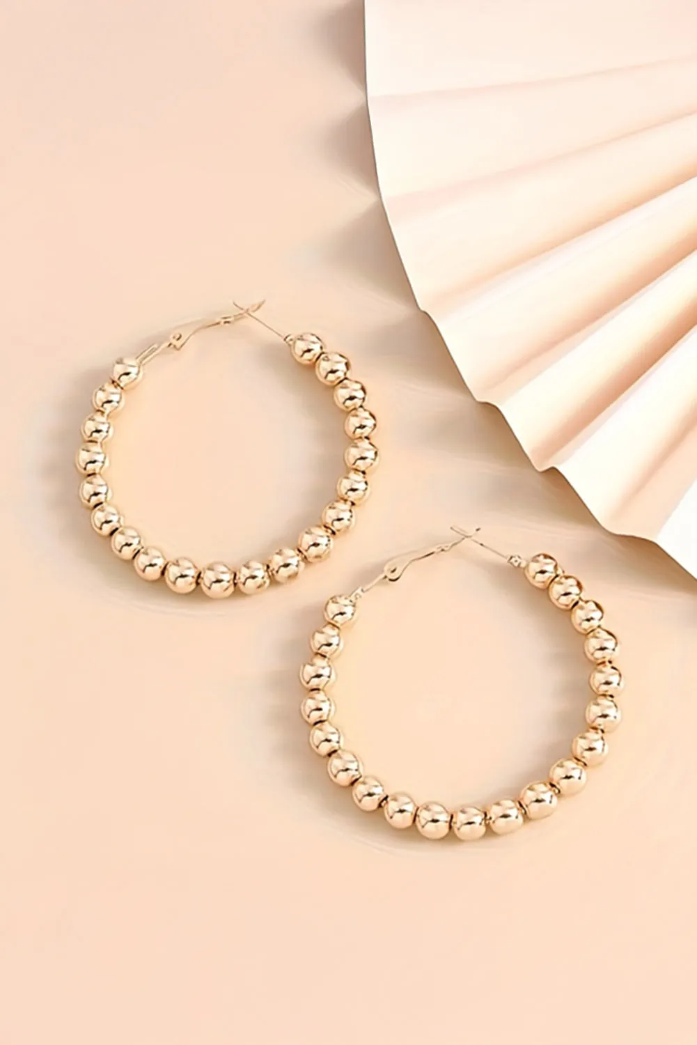 Gold Plated Beaded Minimalist Alloy Hoop Earrings sold by Beagle Boutique product image thumbnail 2