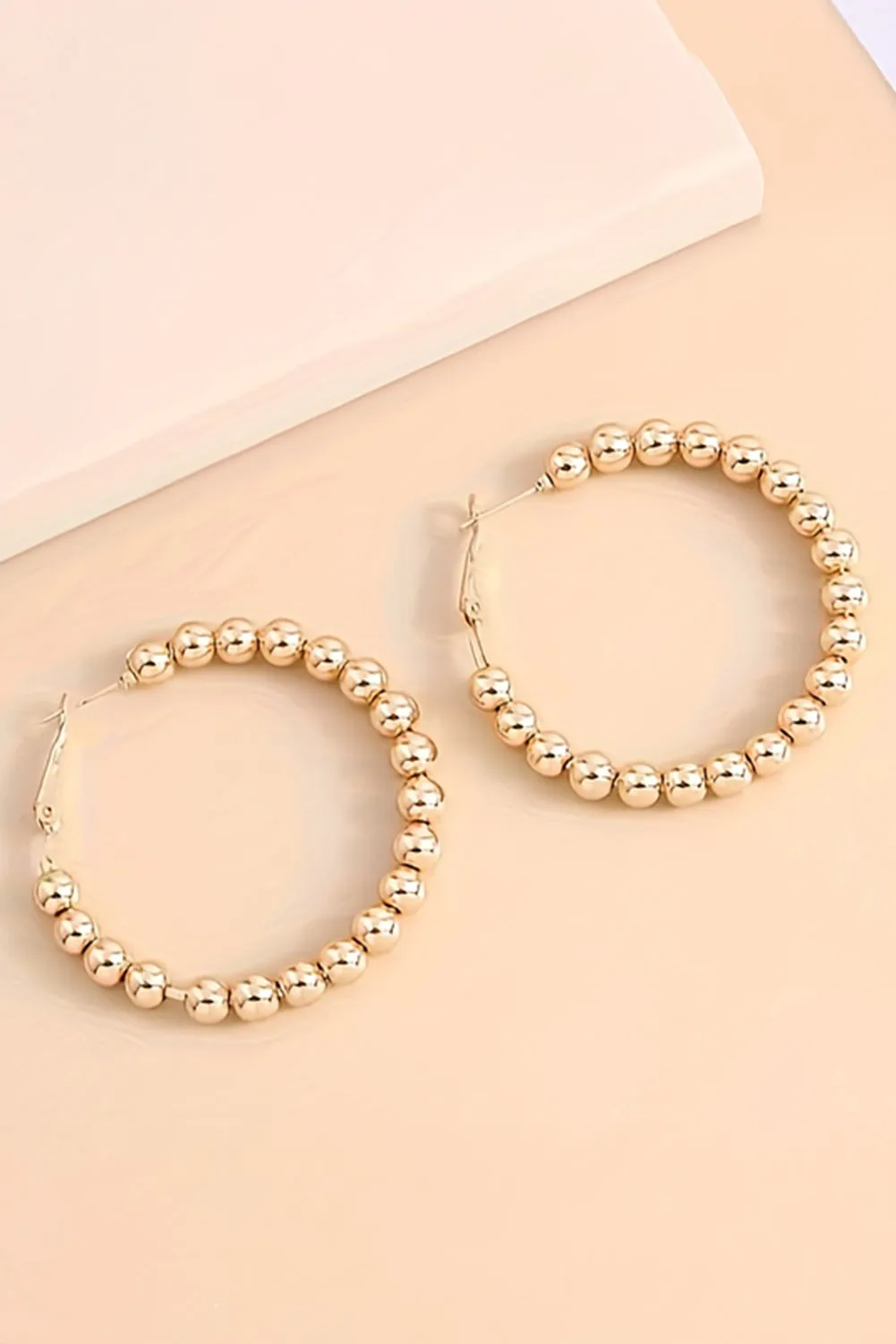 Gold Plated Beaded Minimalist Alloy Hoop Earrings sold by Beagle Boutique product image thumbnail 3