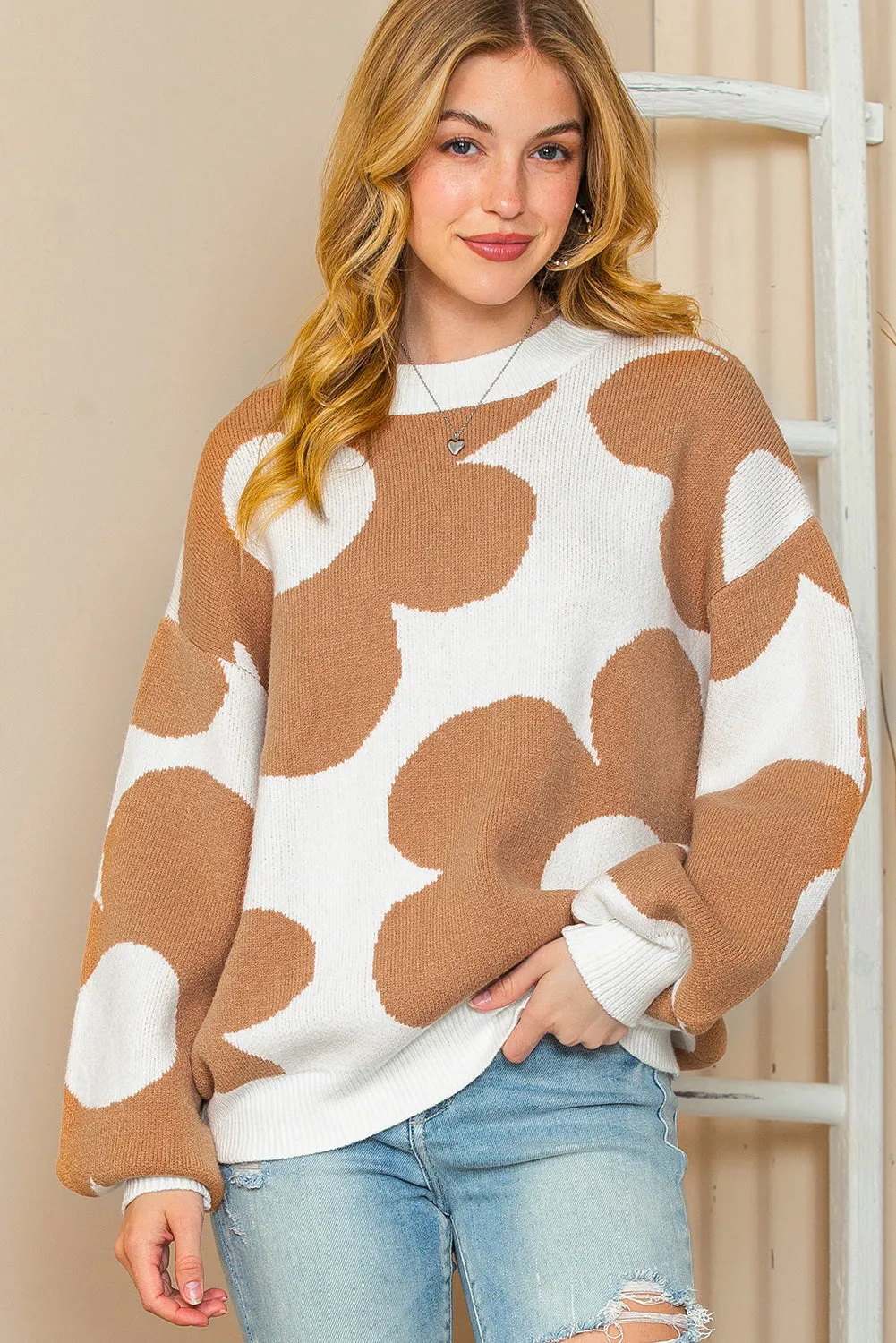 Floral Pattern Rib Trim Sweater sold by Beagle Boutique product image thumbnail 2