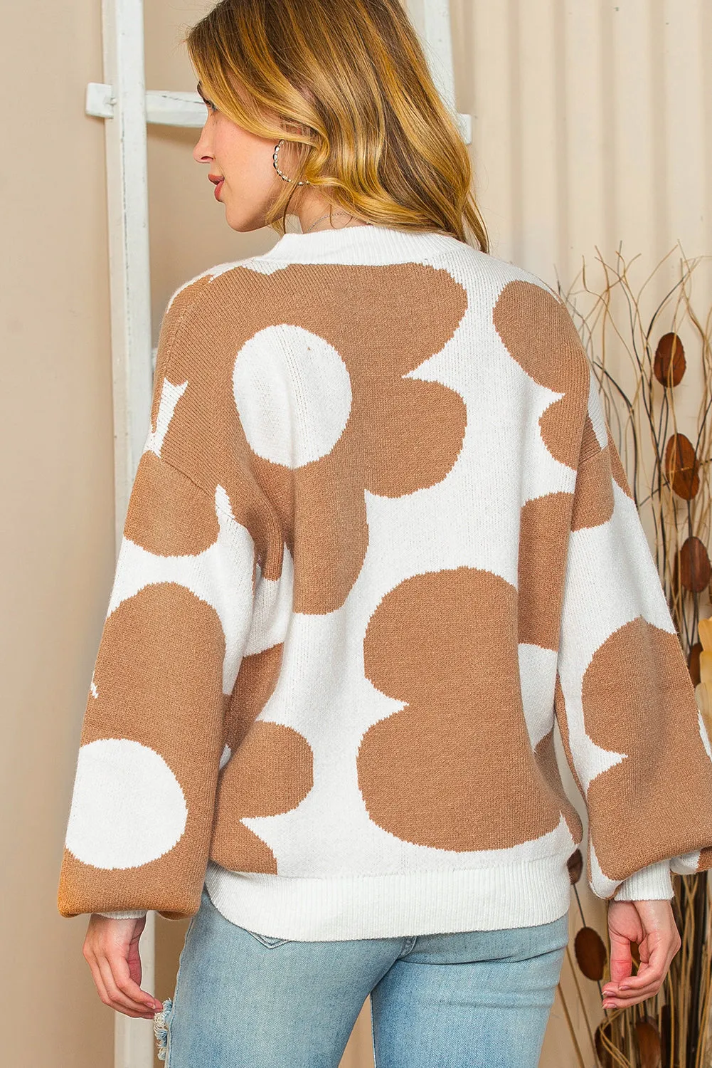 Floral Pattern Rib Trim Sweater sold by Beagle Boutique product image thumbnail 3