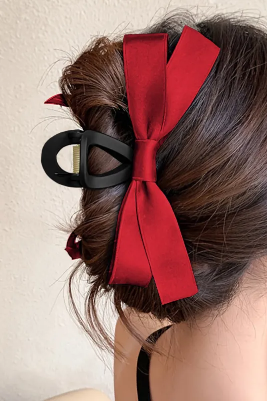 Red Ribbon Bow Decor Hair Clip sold by Beagle Boutique
