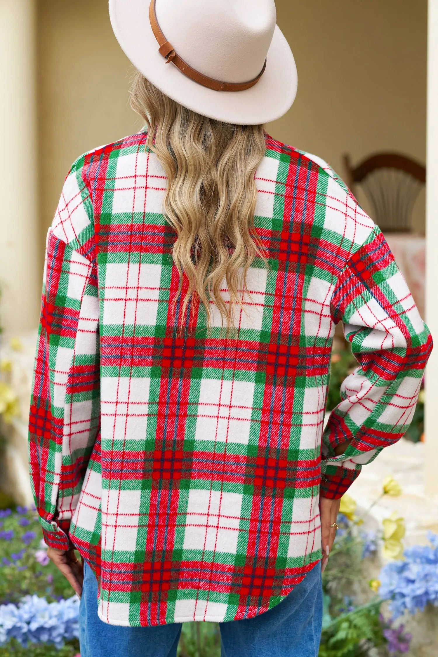 Red Plaid Casual Flannel Shacket sold by Beagle Boutique product image thumbnail 3