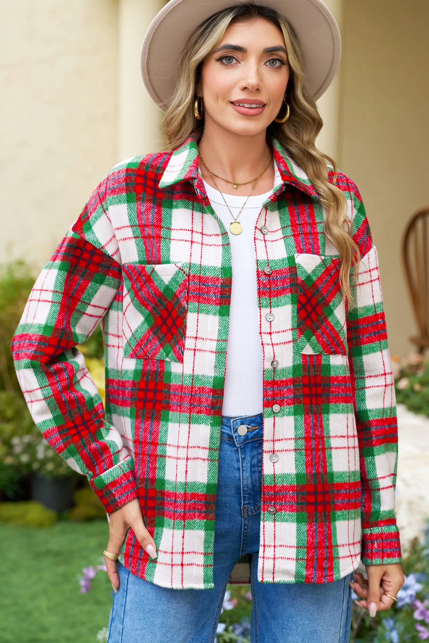 Red Plaid Casual Flannel Shacket sold by Beagle Boutique product image thumbnail 4