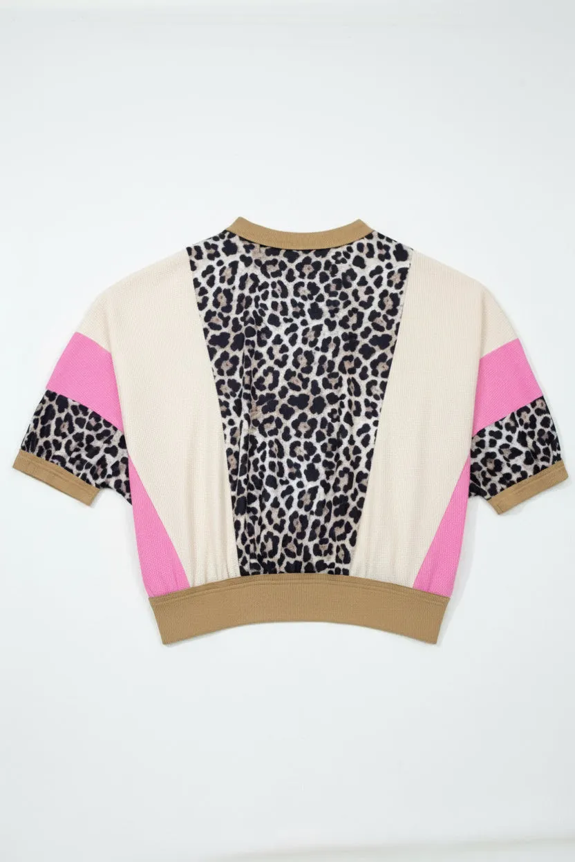 Leopard Print Colour Block 3/4 Sleeve Baggy Top sold by Beagle Boutique product image thumbnail 5