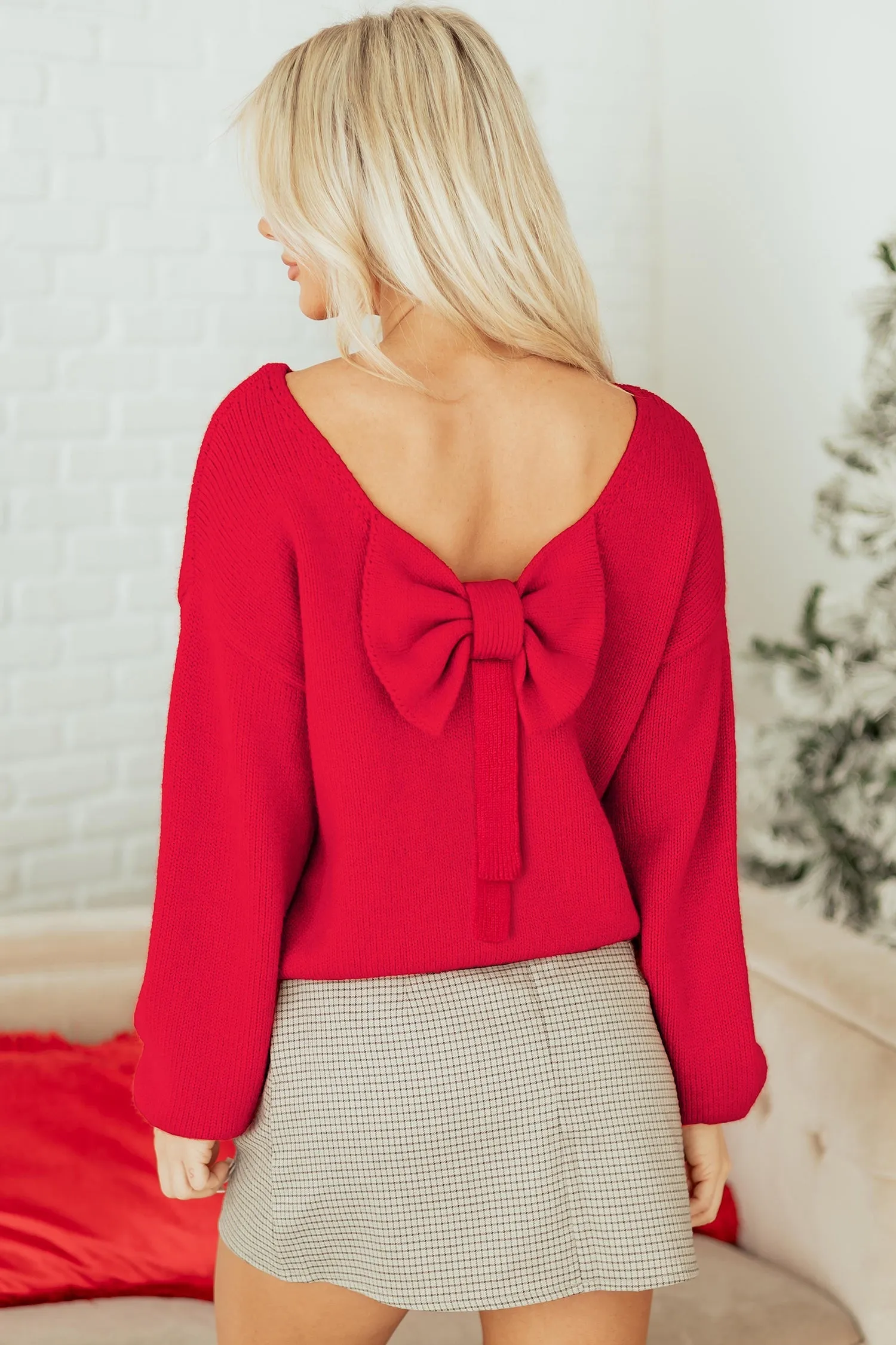 Bow Backless Bubble Sleeve Sweater sold by Beagle Boutique product image thumbnail 4