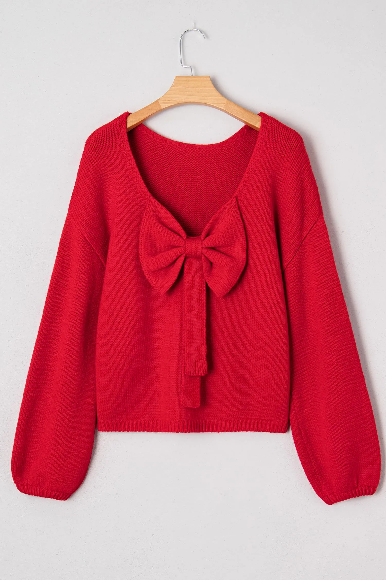Bow Backless Bubble Sleeve Sweater sold by Beagle Boutique