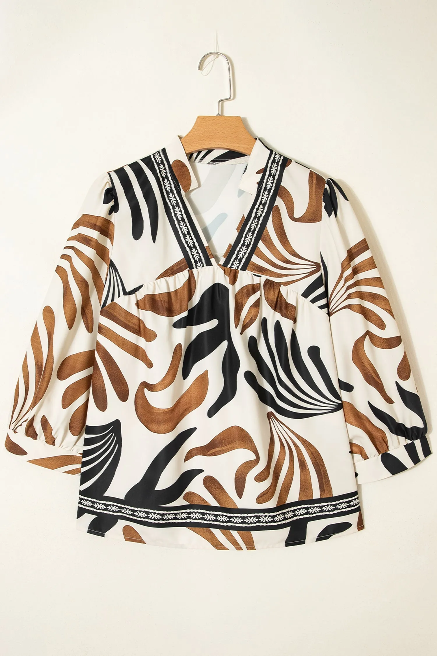 Abstract Print Blouse Puff Sleeve Relaxed Blouse sold by Beagle Boutique