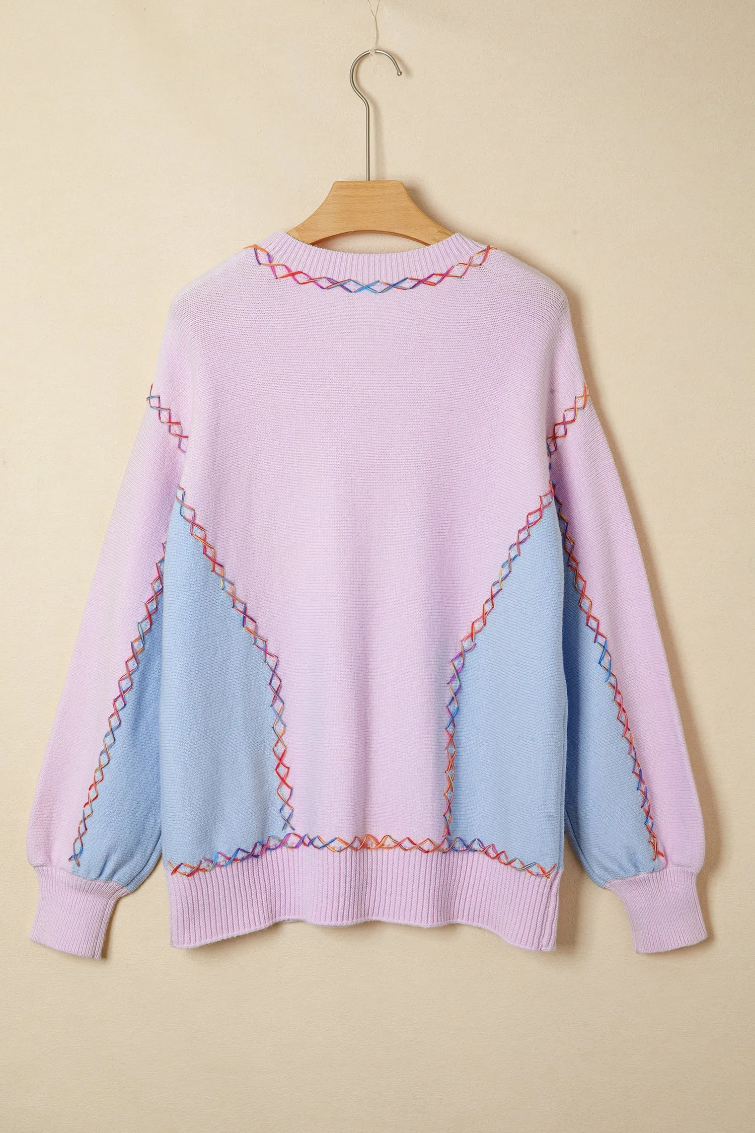 Rainbow Stitching Balloon Sleeve Relaxed Sweater sold by Beagle Boutique product image thumbnail 5