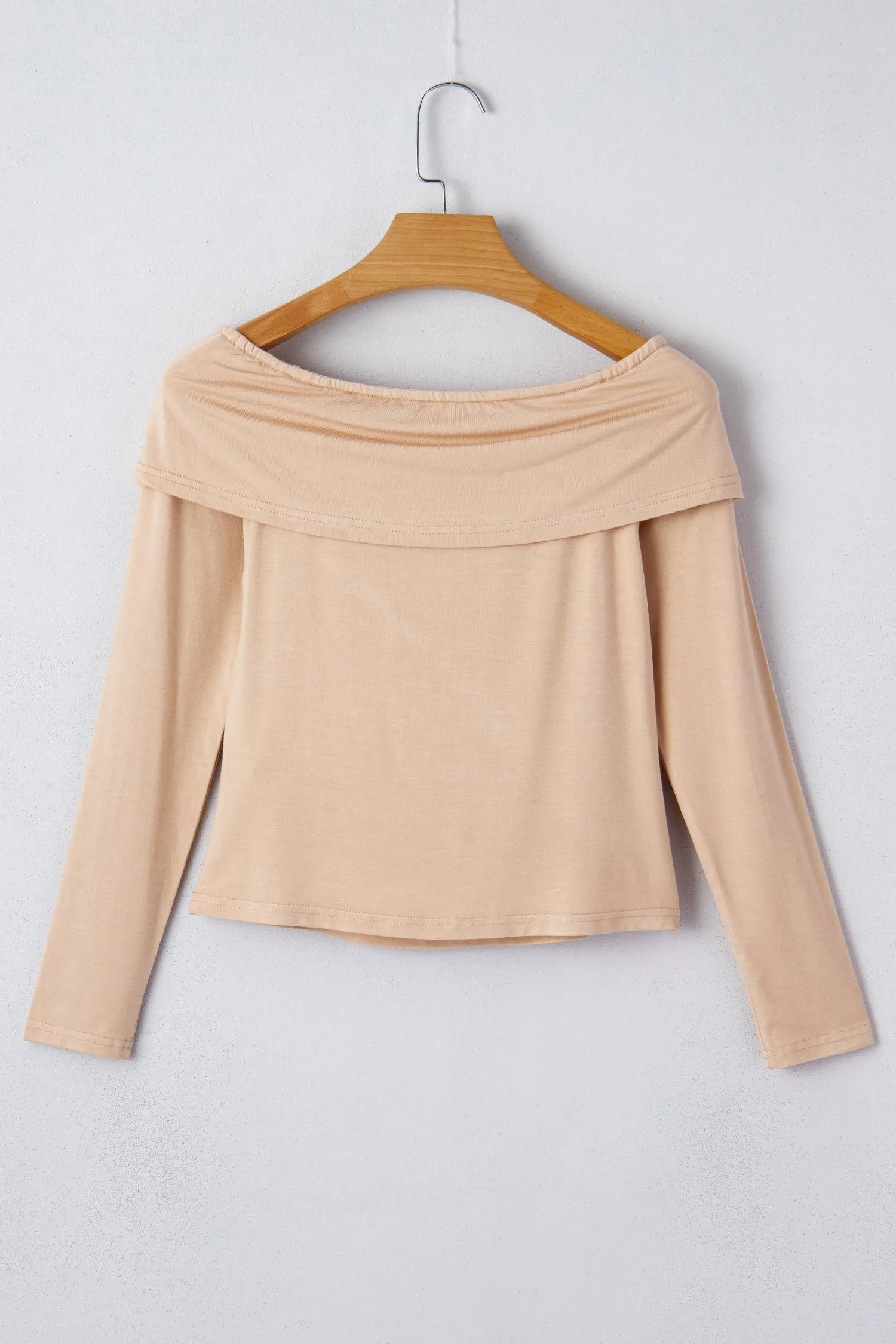 Foldover Off The Shoulder Long Sleeve Slim Top sold by Beagle Boutique product image thumbnail 5
