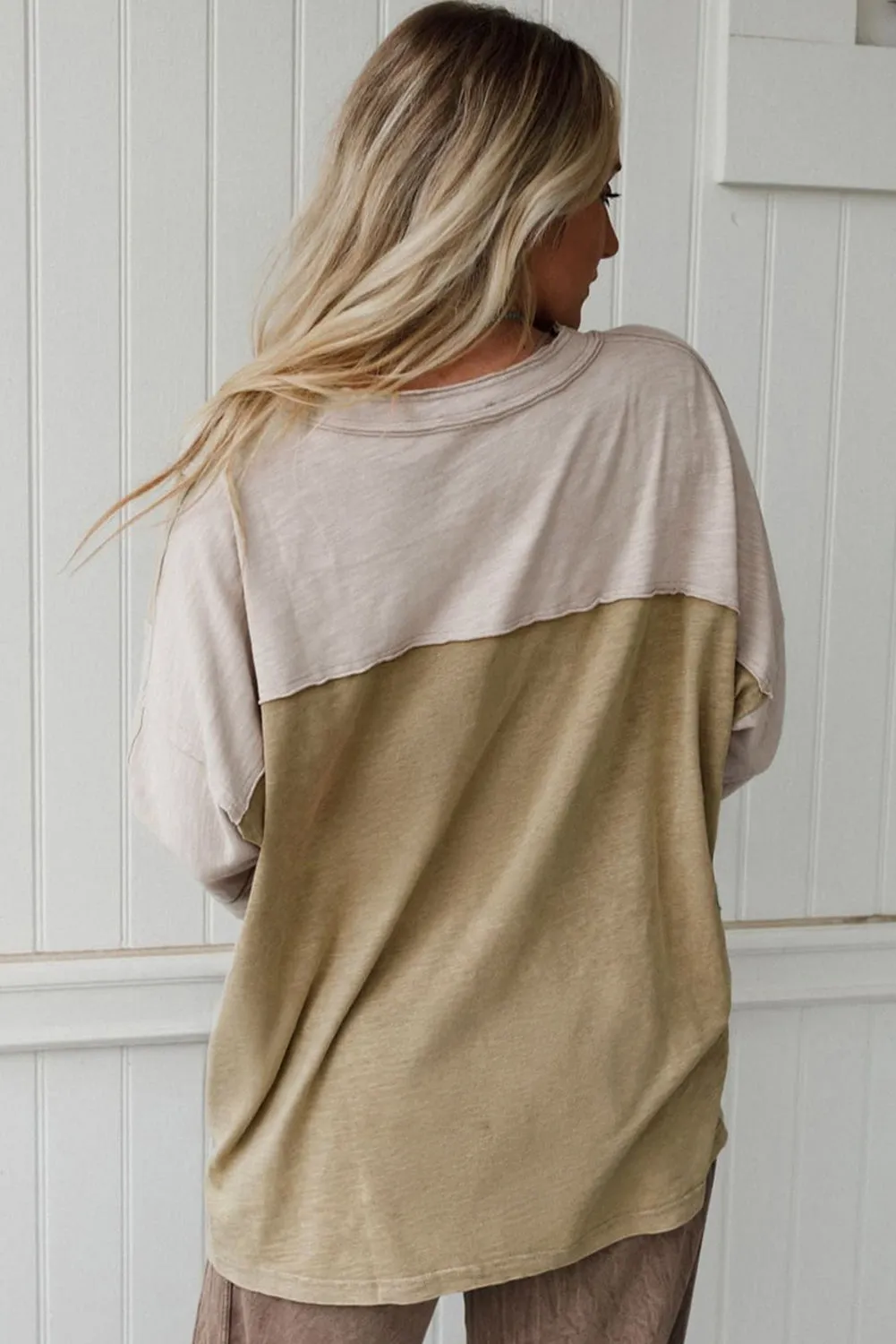 Flower Patched Exposed Seam Bracelet Sleeve Oversized T-Shirt sold by Beagle Boutique product image thumbnail 3