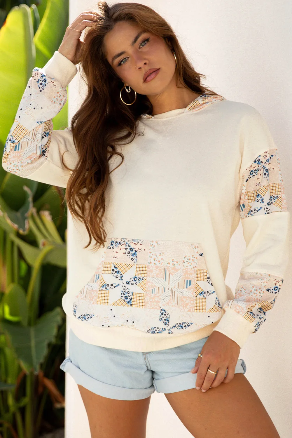 Western Geo Pattern Patchwork Hoodie with Kangaroo Pocket sold by Beagle Boutique product image thumbnail 5