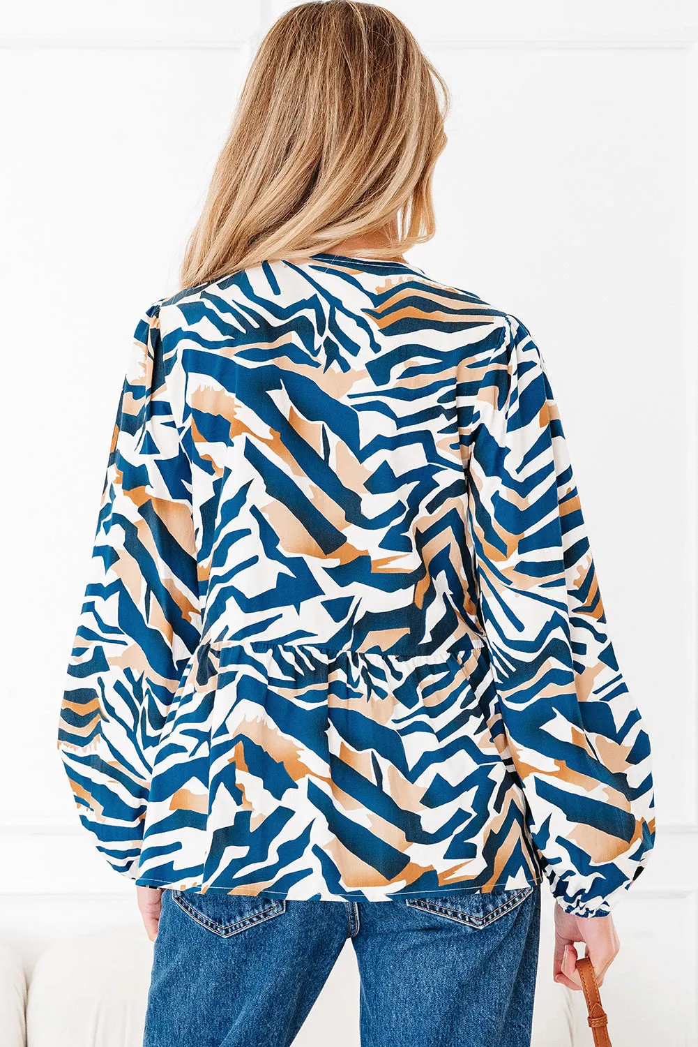 Zebra Print Tied Front Puff Sleeve Top sold by Beagle Boutique product image thumbnail 3