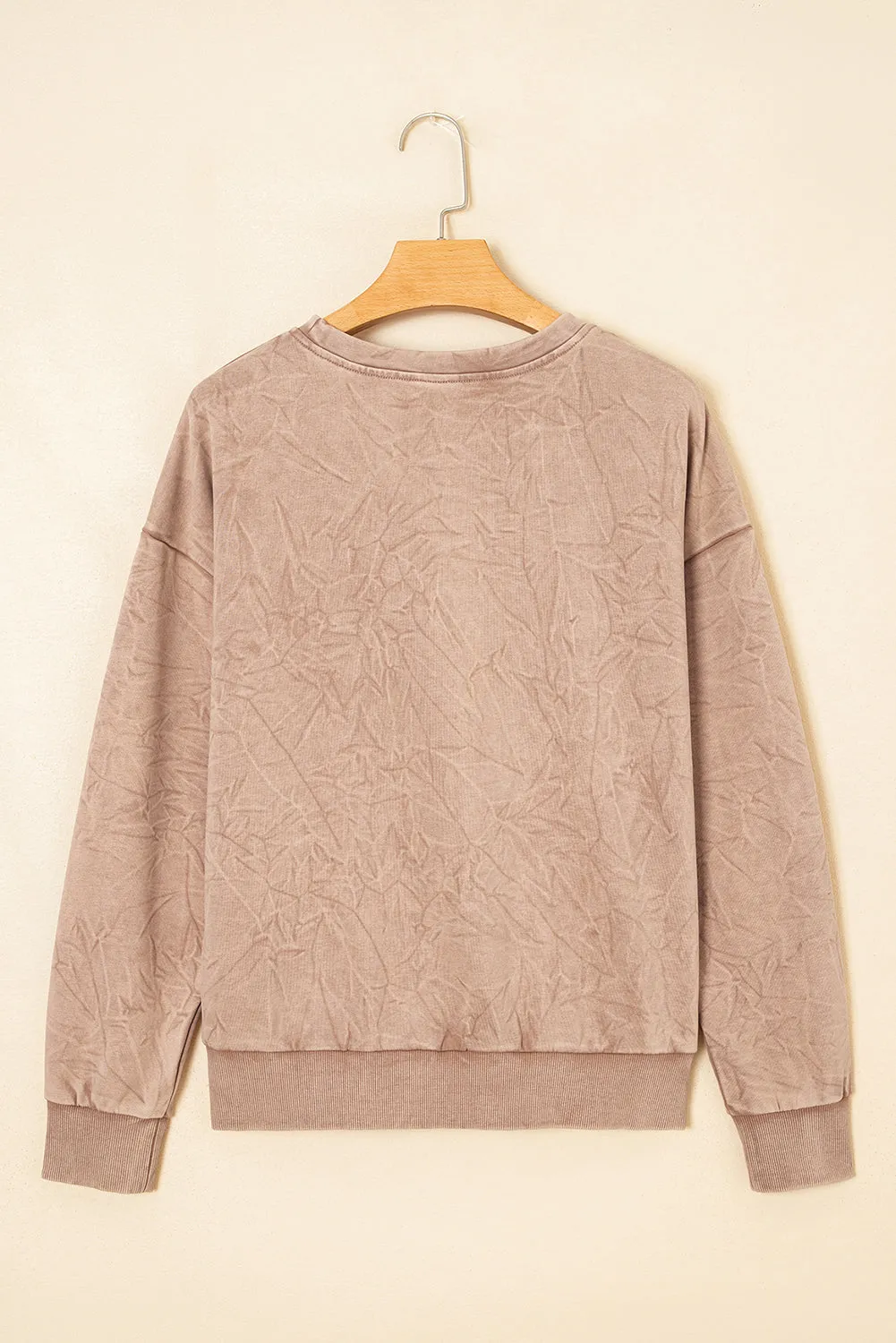 "Saved By Grace" Letter Embroidery Mineral Wash Loose Sweatshirt sold by Beagle Boutique product image thumbnail 5