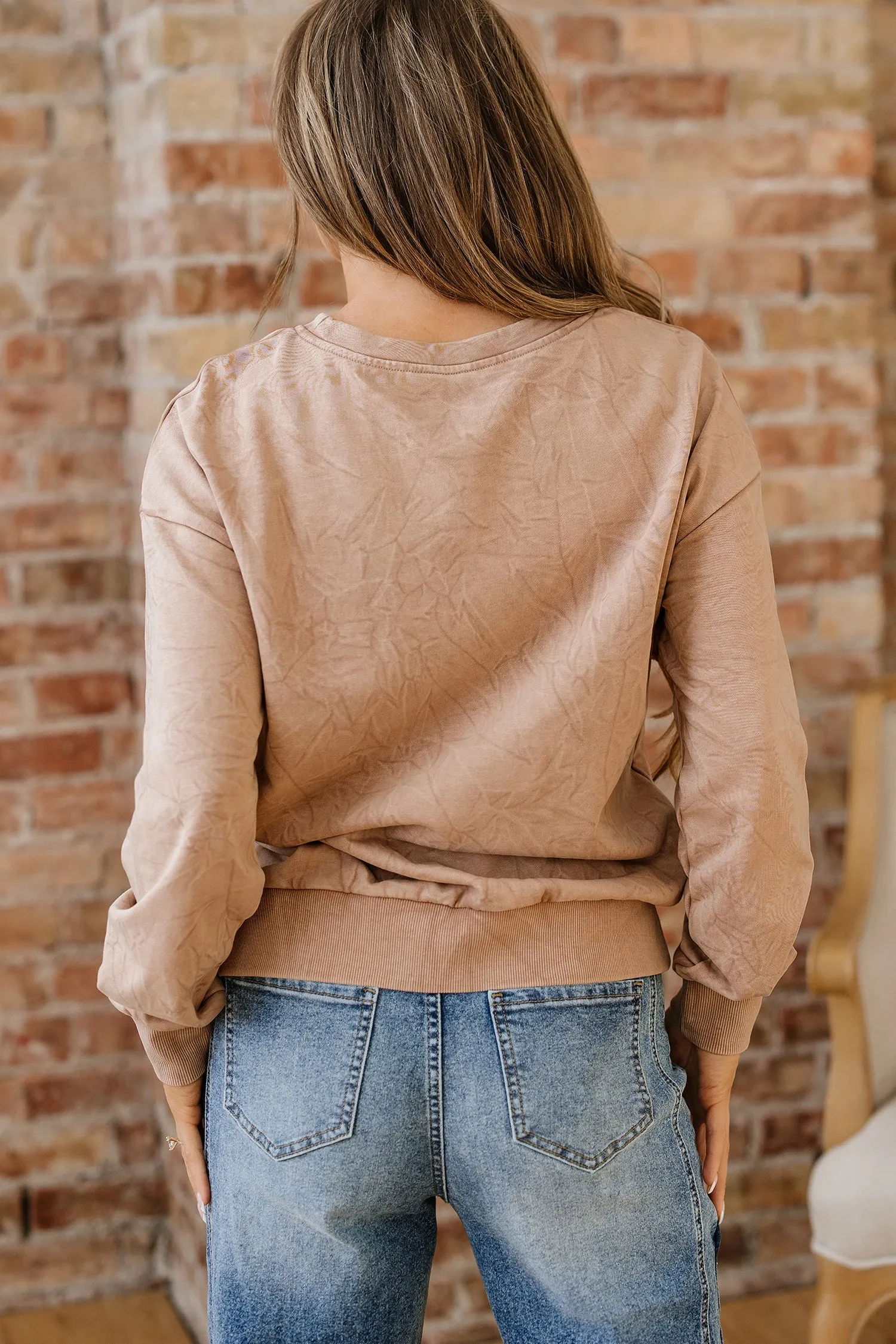 "Saved By Grace" Letter Embroidery Mineral Wash Loose Sweatshirt sold by Beagle Boutique product image thumbnail 3