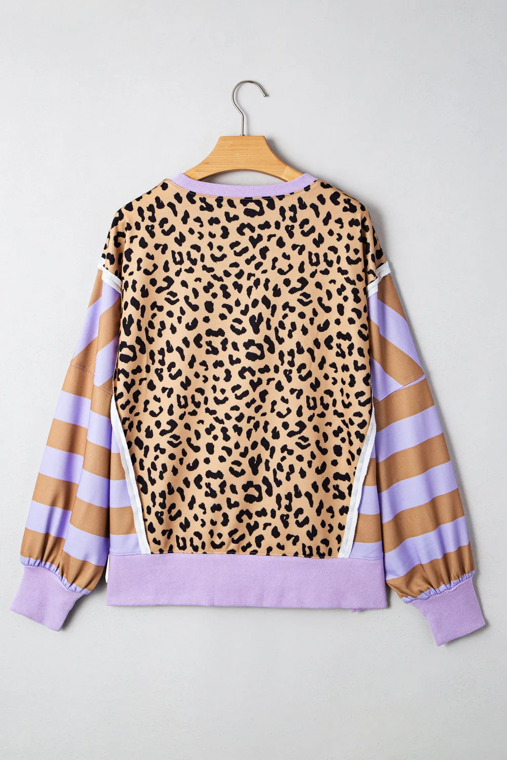 Stripe Colour Block Leopard Casual Sweatshirt with Slits sold by Beagle Boutique product image thumbnail 5