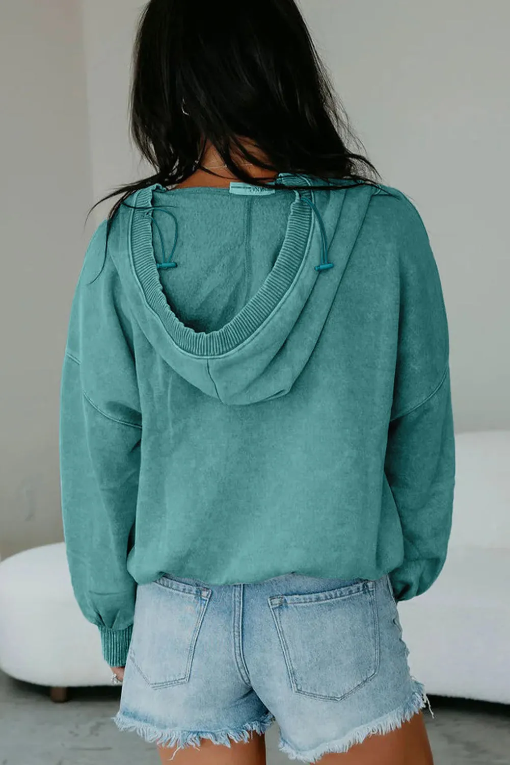 Half Zip Kangaroo Pocket Mineral Wash Baggy Hoodie sold by Beagle Boutique product image thumbnail 5