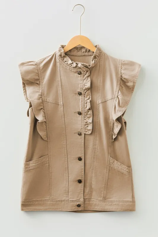 Ruffled Patchwork Denim Jacket Vest sold by Beagle Boutique