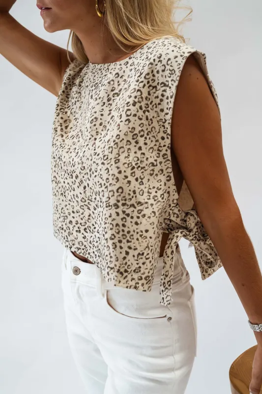 Knot Side Leopard Print Vest sold by Beagle Boutique