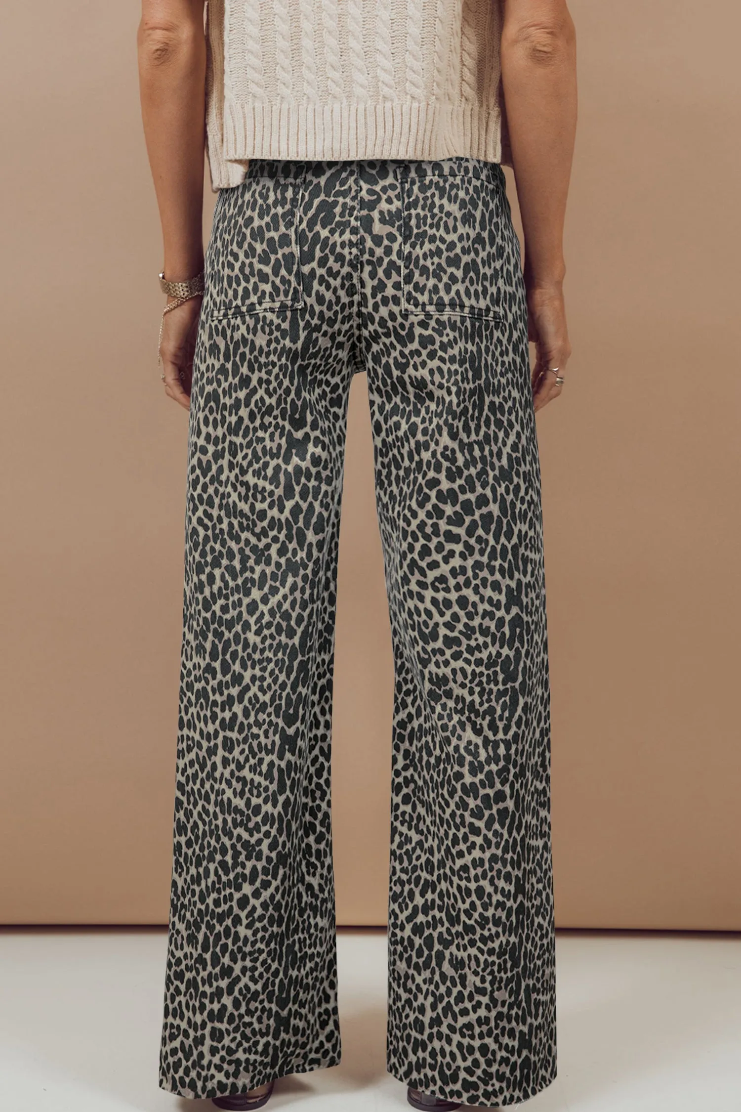 Leopard Print Wide Leg High Waist Jeans sold by Beagle Boutique product image thumbnail 2