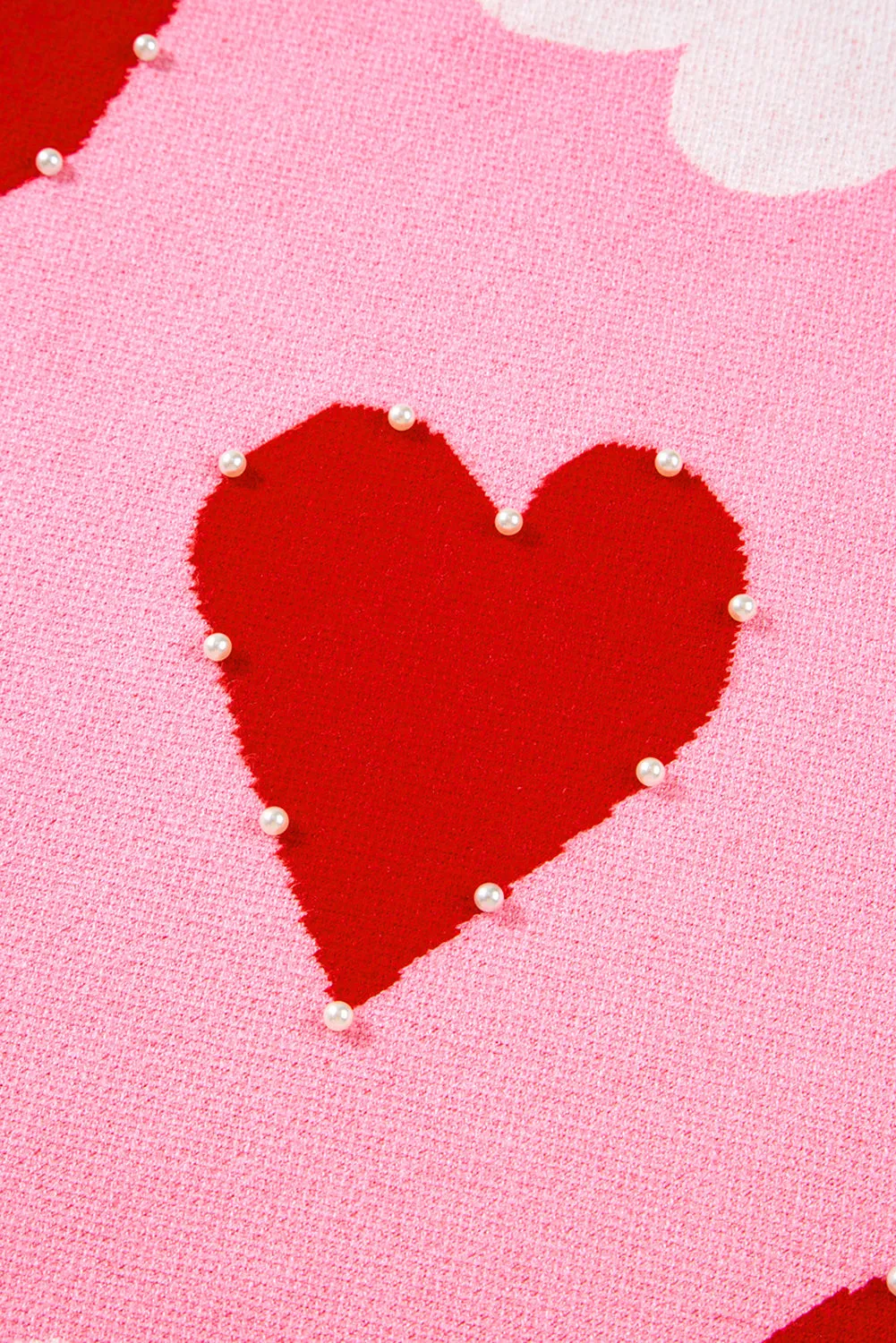Pink Pearl Embellished Heart Pattern Sweater sold by Beagle Boutique product image thumbnail 5