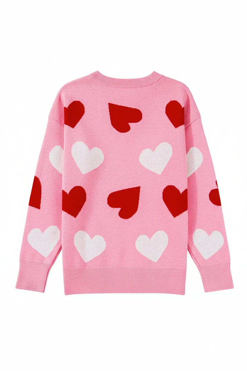 Pink Pearl Embellished Heart Pattern Sweater sold by Beagle Boutique product image thumbnail 2