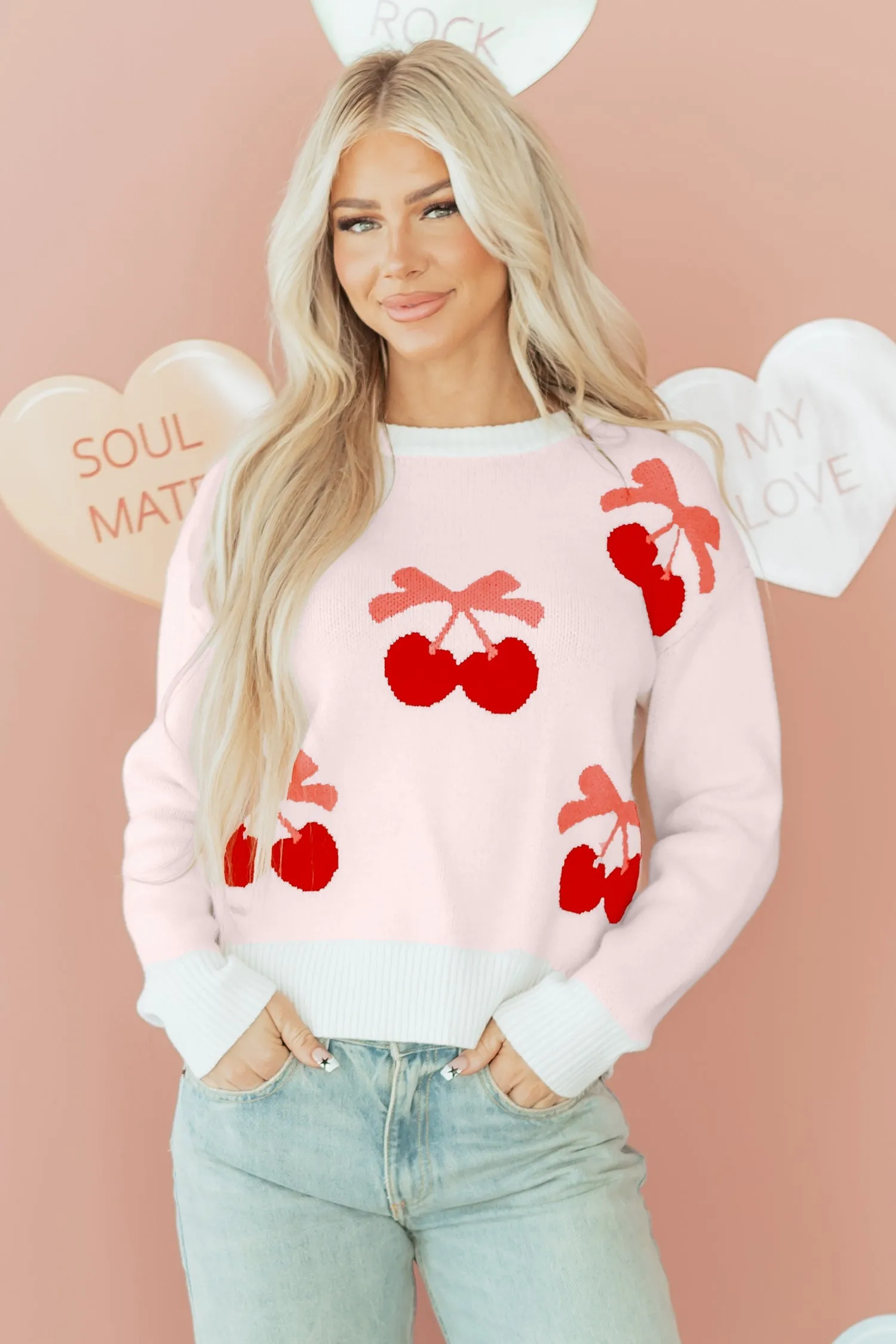 Cherry Pattern Drop Shoulder Sweater sold by Beagle Boutique product image thumbnail 2
