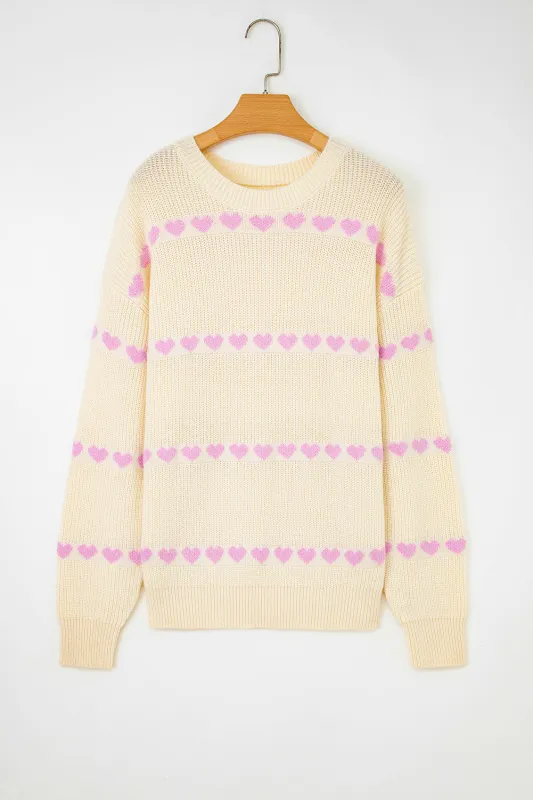 Heart Pattern Rib Knit Sweater sold by Beagle Boutique