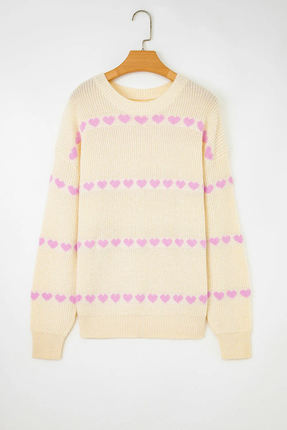 Heart Pattern Rib Knit Sweater sold by Beagle Boutique