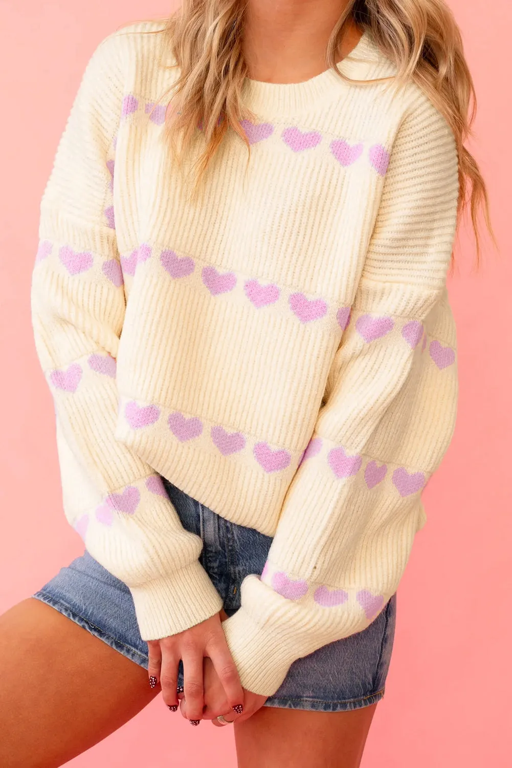 Heart Pattern Rib Knit Sweater sold by Beagle Boutique product image thumbnail 5