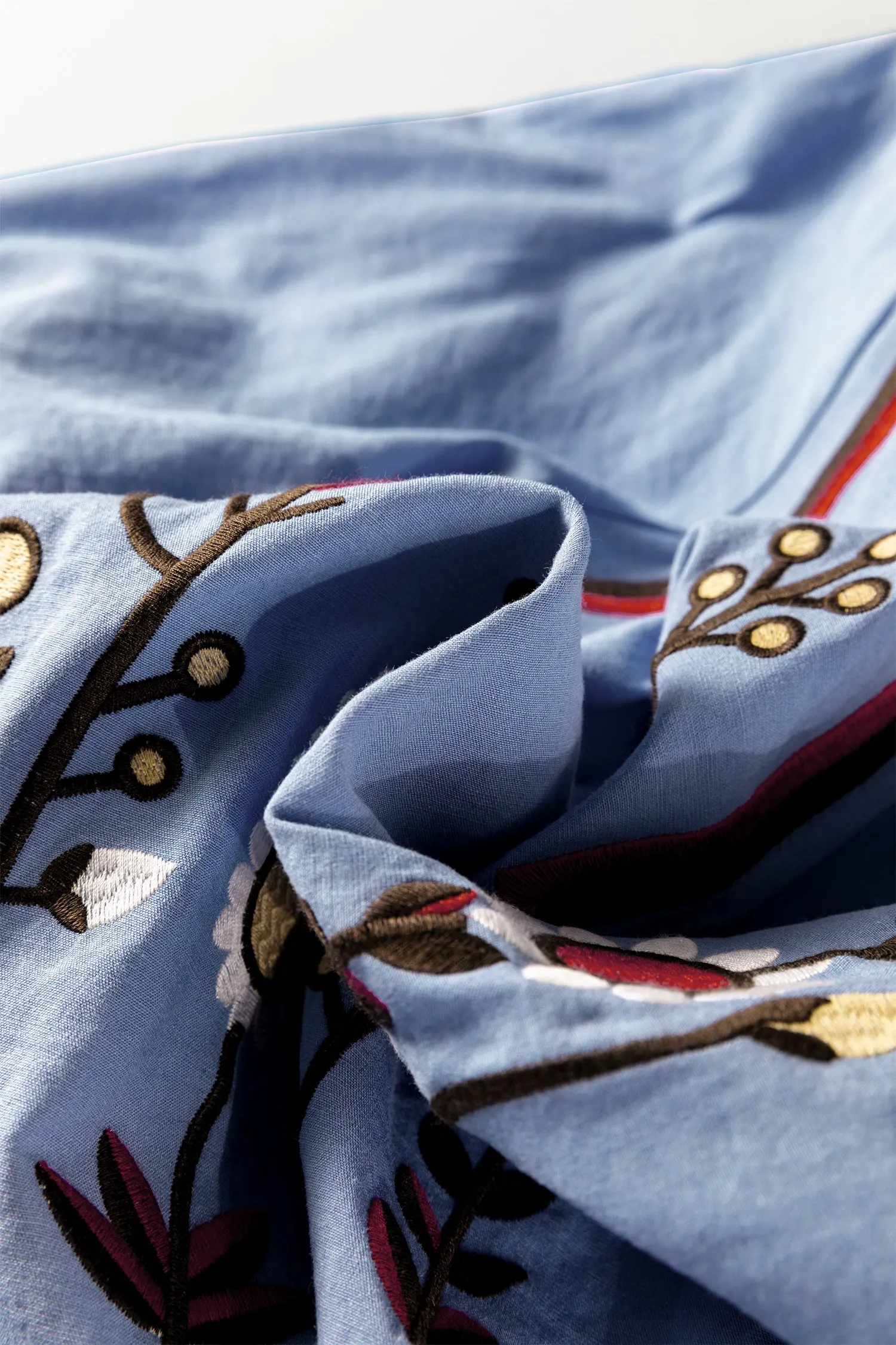 Floral Embroidered Split Neck Tassel Tie Puff Sleeve Blouse sold by Beagle Boutique product image thumbnail 5