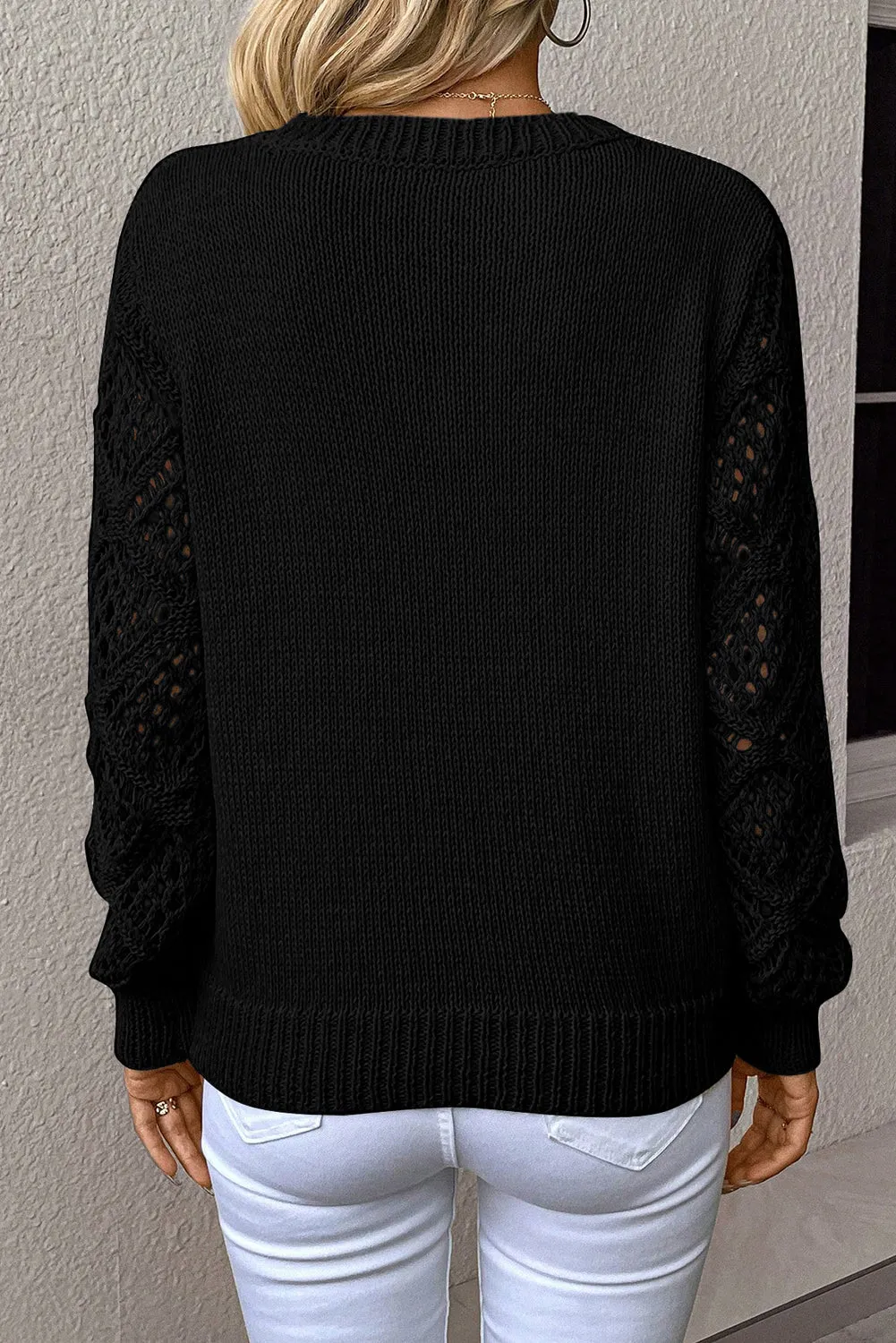 V-Neck Pointelle Knit Sleeve Sweater sold by Beagle Boutique product image thumbnail 3