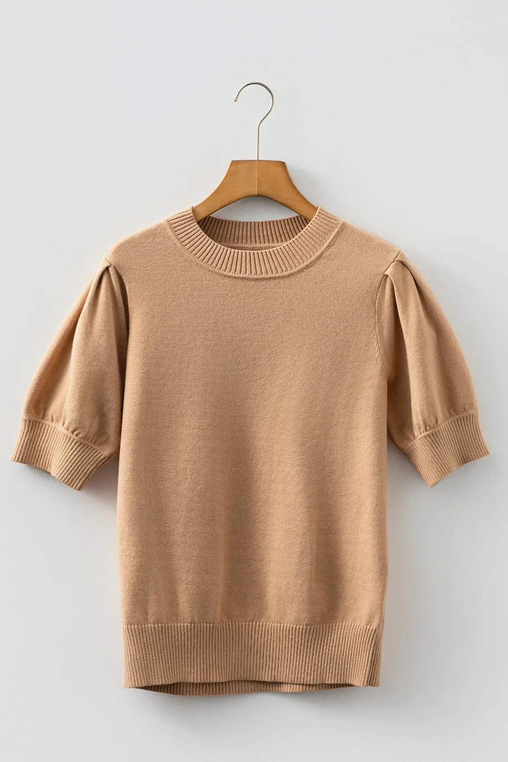 Knit Short Puff Sleeve Sweater sold by Beagle Boutique