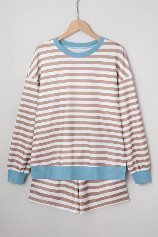 Stripe Oversized Pullover Co-ord Shorts Set sold by Beagle Boutique