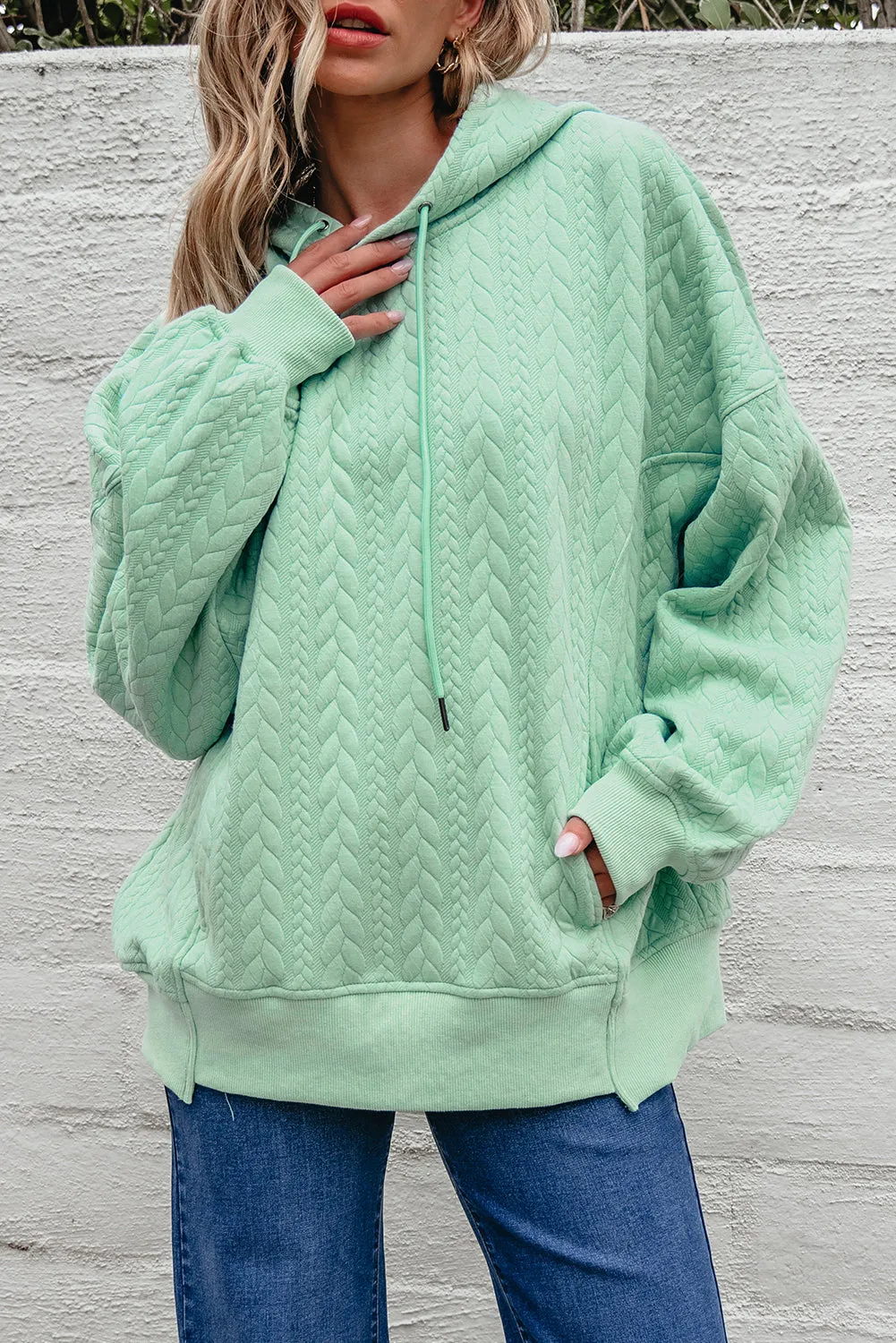 Cable Textured Baggy Hoodie sold by Beagle Boutique