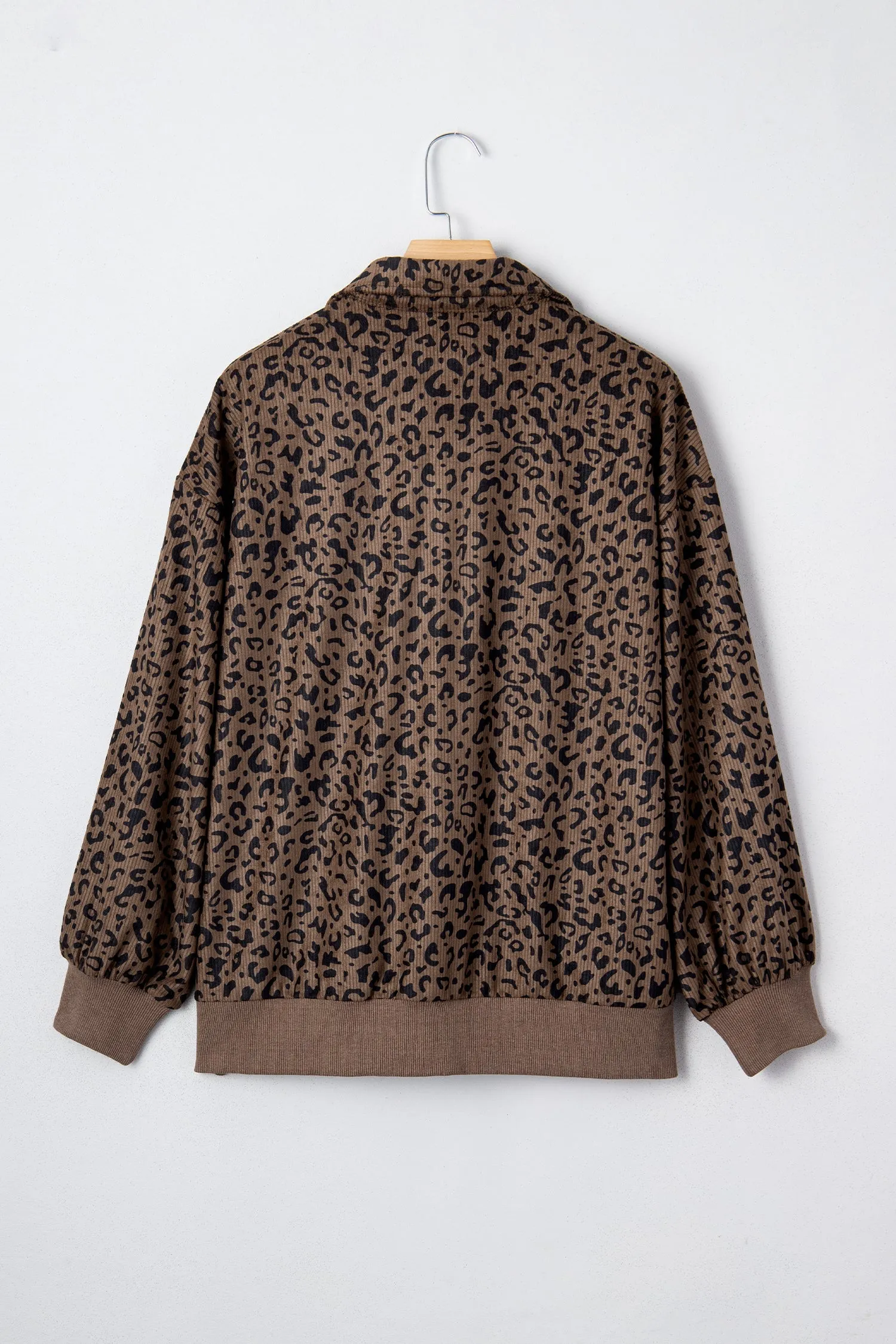 Leopard Print Quarter Zip Soft Corduroy Sweatshirt sold by Beagle Boutique product image thumbnail 4