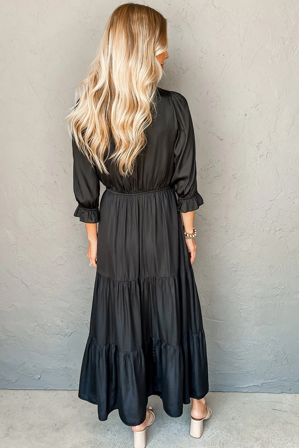 Bracelet Sleeve V-Neck Tiered Maxi Dress sold by Beagle Boutique product image thumbnail 2