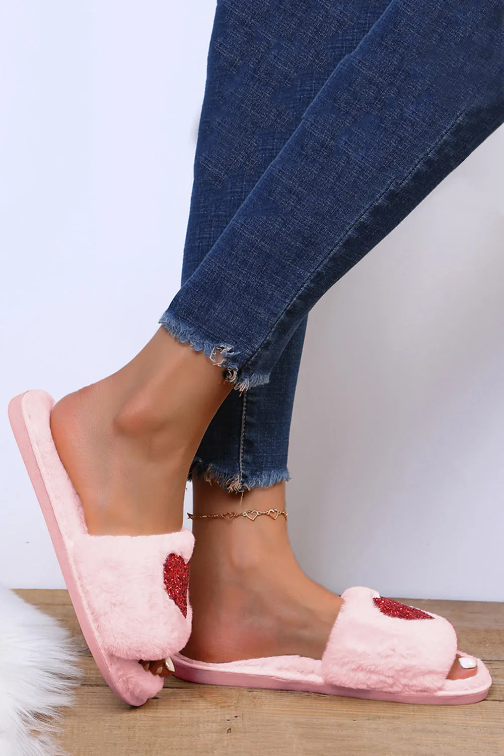 Pink Sequin Heart Shaped Slippers sold by Beagle Boutique product image thumbnail 4