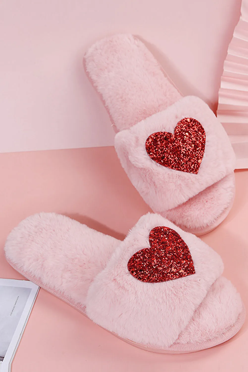 Pink Sequin Heart Shaped Slippers sold by Beagle Boutique product image thumbnail 5