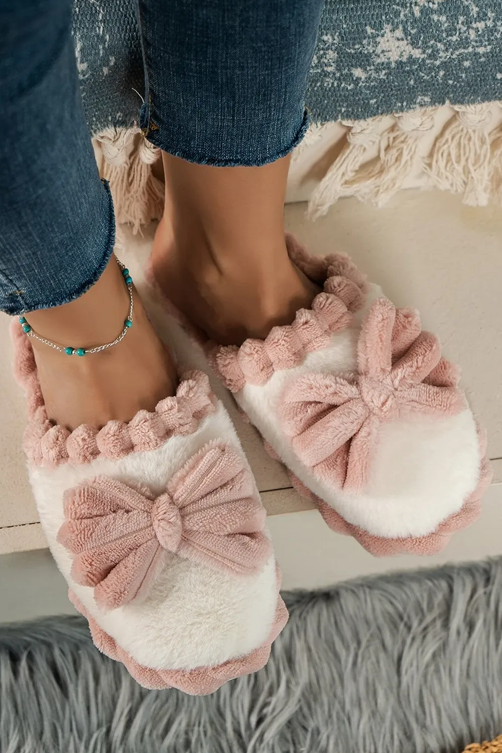 Bow Decor Plush Slippers sold by Beagle Boutique product image thumbnail 3