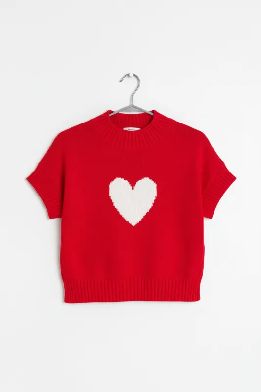 Heart Graphic Cropped Short Sleeve Sweater sold by Beagle Boutique