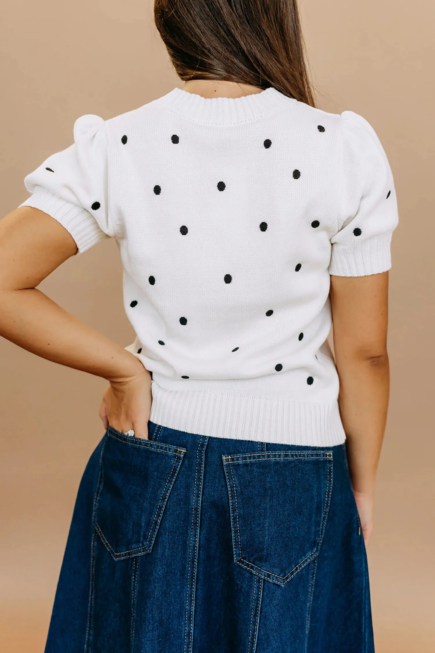Elegant Polka Dot Bubble Short Sleeve Sweater sold by Beagle Boutique product image thumbnail 3