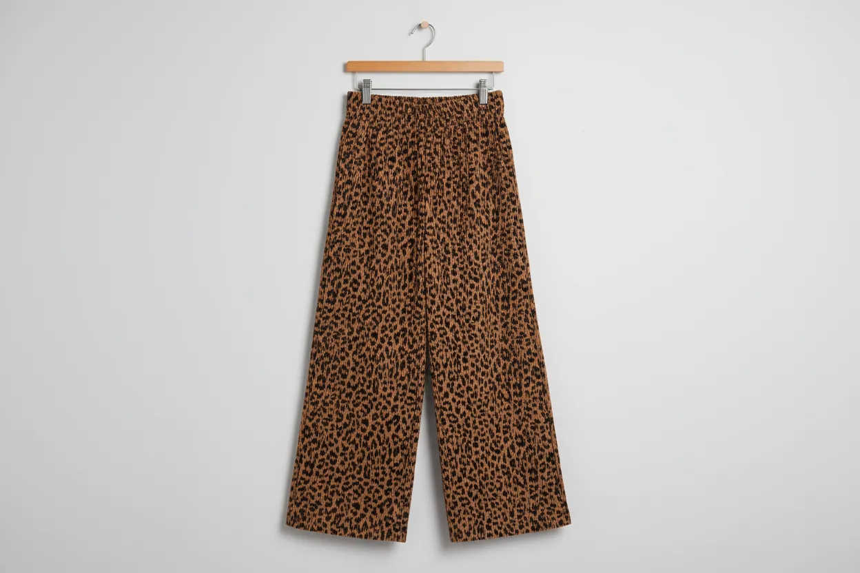 Leopard Print Elastic High Waist Loose Soft Corduroy Trousers sold by Beagle Boutique