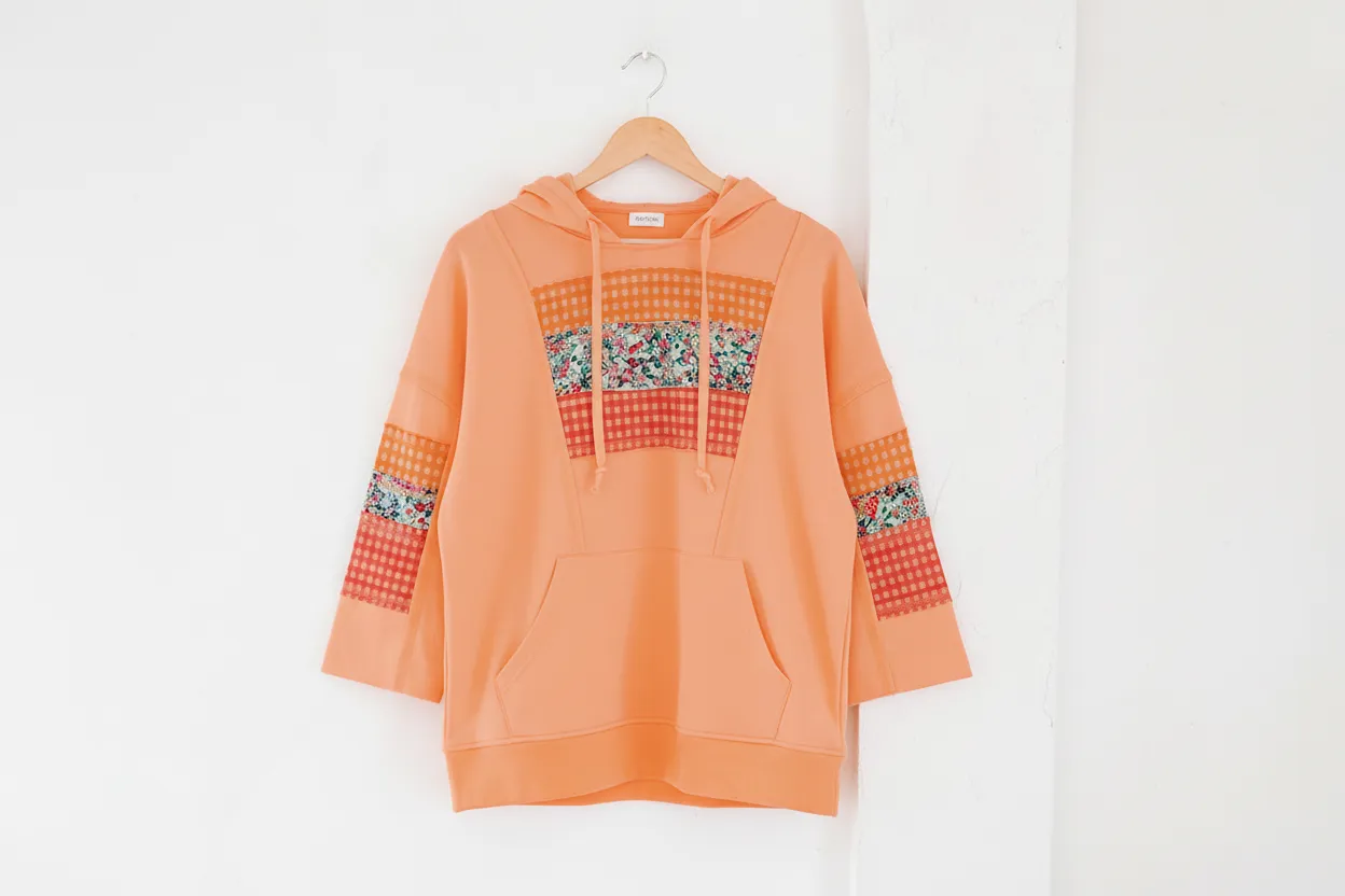 Plaid Floral Patchwork Kangaroo Pocket Hooded Long Sleeve Top sold by Beagle Boutique