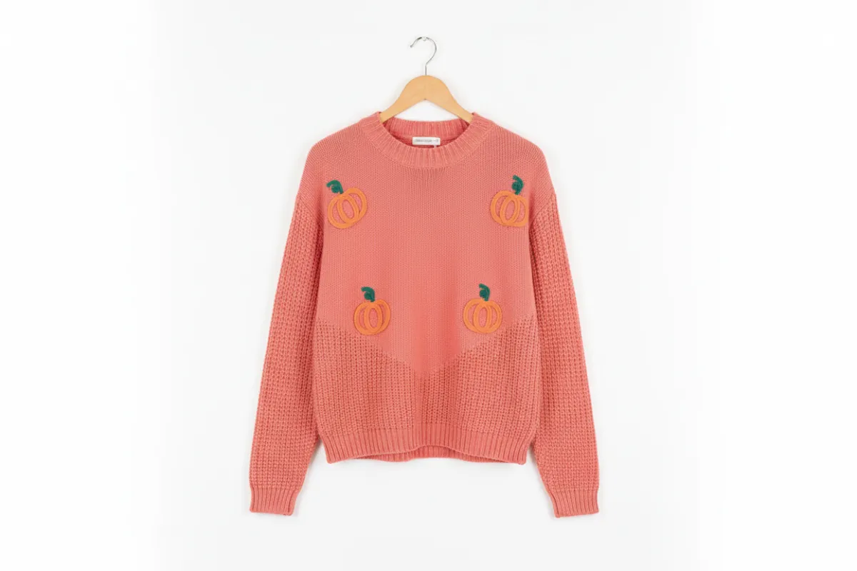 Pumpkin Embroidered Thanksgiving Holiday Sweater sold by Beagle Boutique